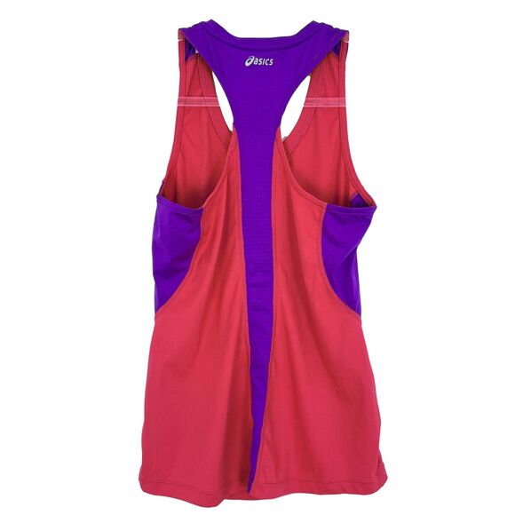 ASICS V-Neck Running Tank Top XS Red/Purple Reflective Breathable EUC B86 - Picture 2 of 7